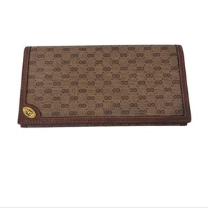 Vintage Gucci GG Monogram Canvas Leather Long Wallet Made in Italy
